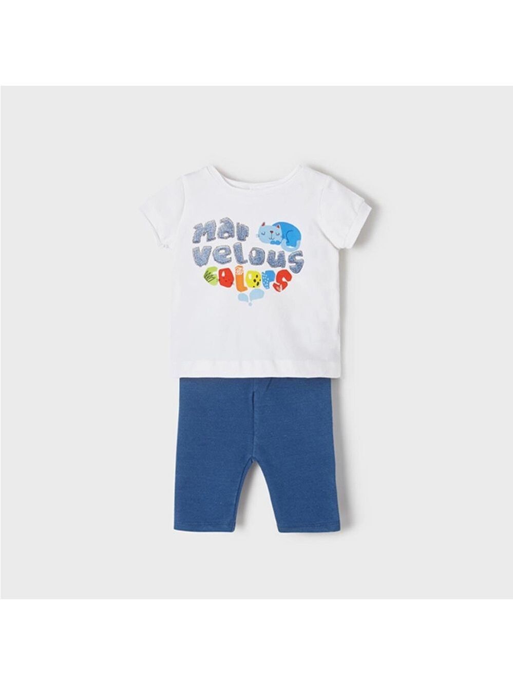 Size 24 months Mayoral White Tee and Blue Leggings Set
